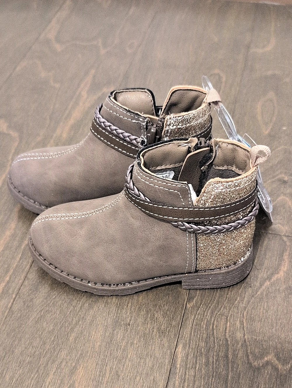 NWT Carter's Gold & Brown Glitter Ankle Boot Girls US 8